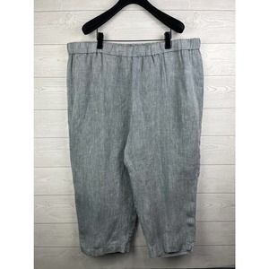 Eileen Fisher Plus Womens Linen Crop Pants Heather Gray